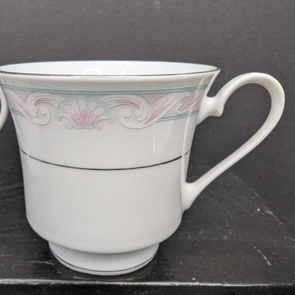 Crown Ming T.M. Fine China Coquille Pattern Footed Tea Cup Jian Shians Set of 4 - Picture 3 of 10